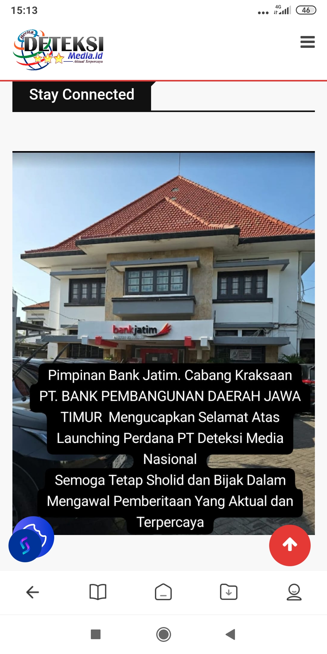 Pimpinan Bank Jatim Cabang Kraksaan PT BANK PEMBANGUNAN DAERAH JAWA TIMUR Mengucapkan Selamat Atas Launching Perdana PT Deteksi Media Nasional Semoga Tetap Sholid dan Bijak Dalam Mengawal Pemberitaan Yang Aktual dan Terpercaya