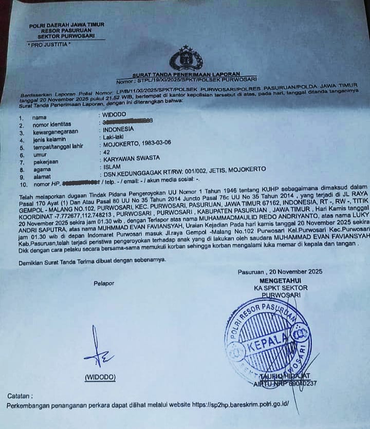 Ungkap Kasus Pengeroyokan, Polisi di Pasuruan Minta Rekaman CCTV Indomart Purwosari