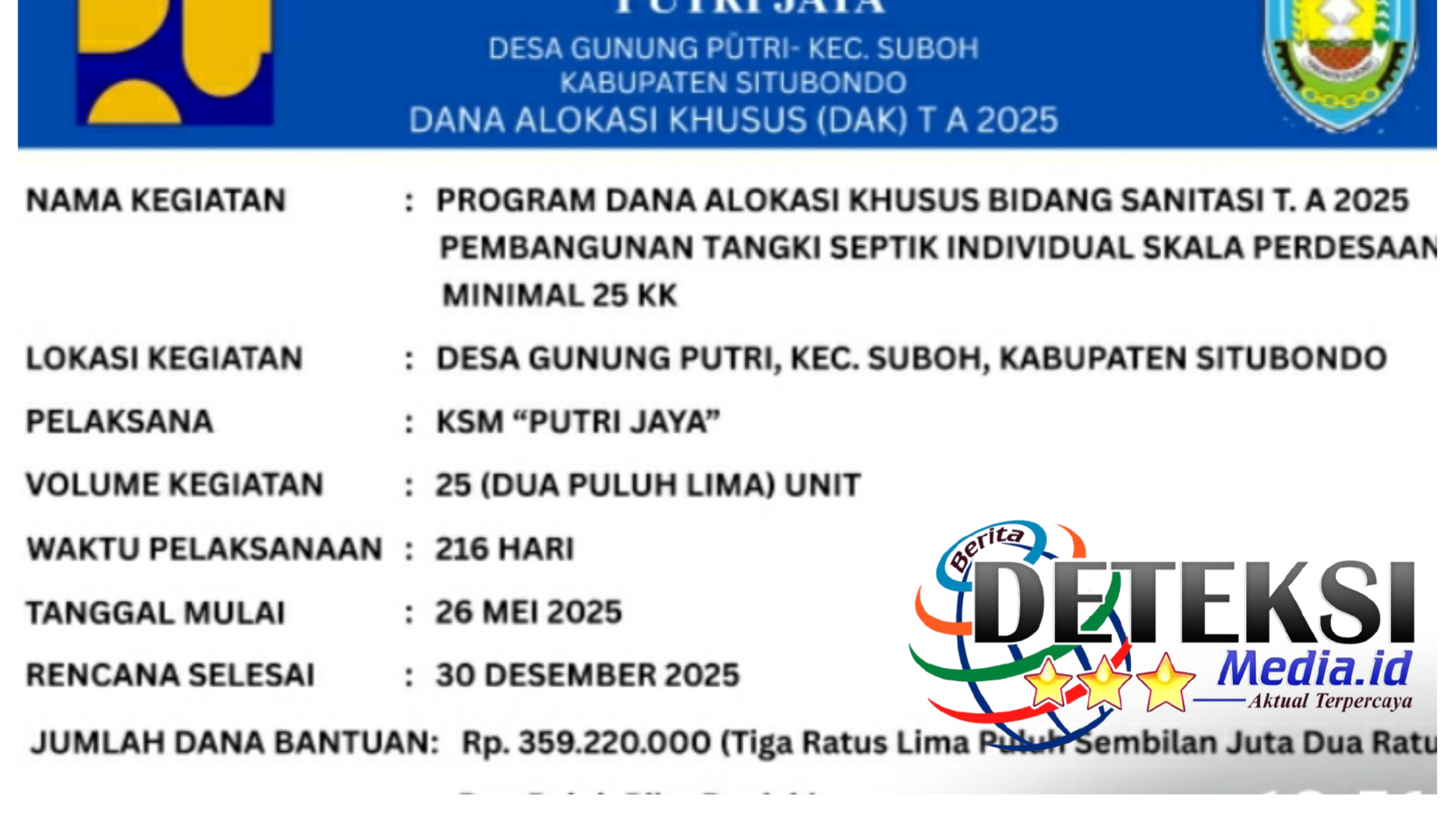 Pembangunan Tangki Septik Individual Skala Perdesaan KSM PUTRI JAYA Desa Gunung Putri Berjalan Sukses