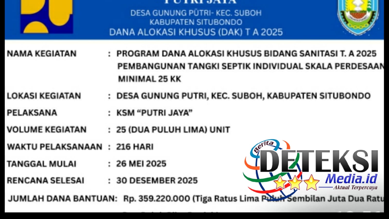 Pembangunan Tangki Septik Individual Skala Perdesaan KSM PUTRI JAYA Desa Gunung Putri Berjalan Sukses