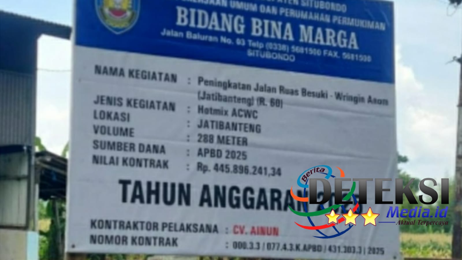Peningkatan Jalan Ruas Besuki – Wringin Anom (Jatibanteng) (R. 60) Sebagian Retak dan Ambles Diduga Dampak Dam Truk Melintas dengan Muatan Melebih TONASE