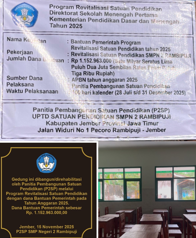 Revitalisasi SMPN 2 Rambipuji, Komitmen Pemerintah Meningkatkan Mutu Pendidikan, Disambut Haru oleh Wali Murid dan Siswa