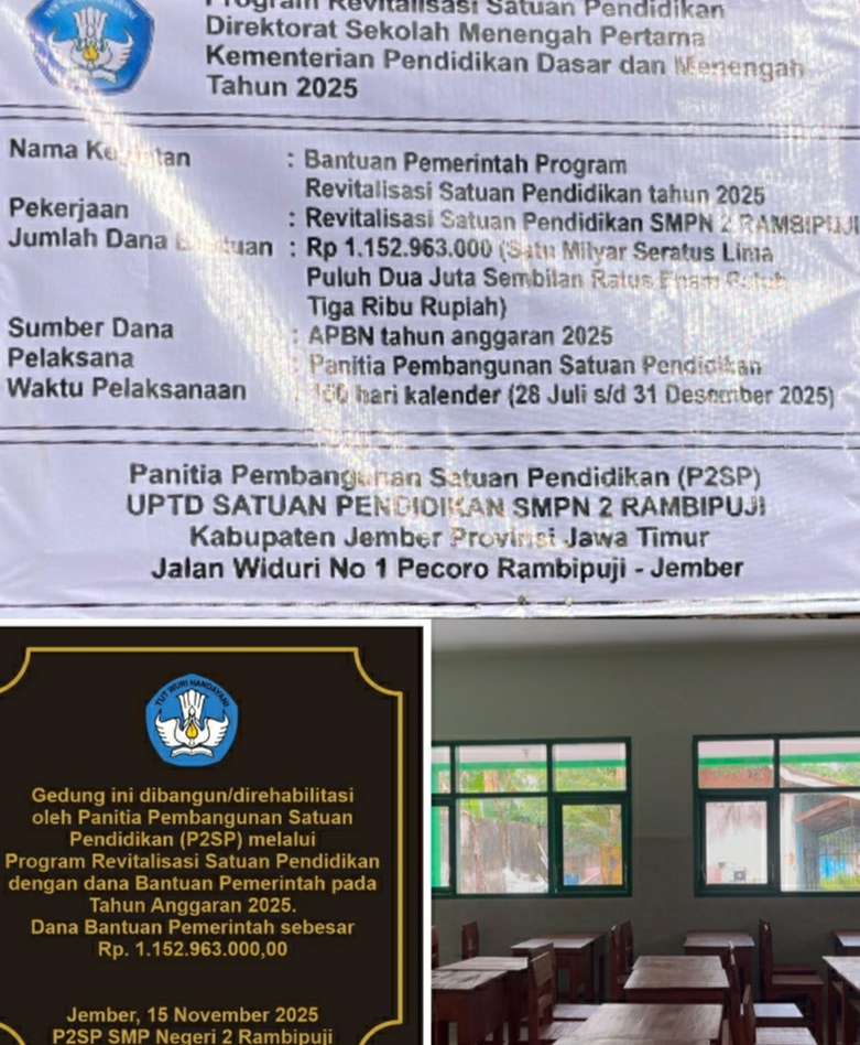 Revitalisasi SMPN 2 Rambipuji, Komitmen Pemerintah Meningkatkan Mutu Pendidikan, Disambut Haru oleh Wali Murid dan Siswa