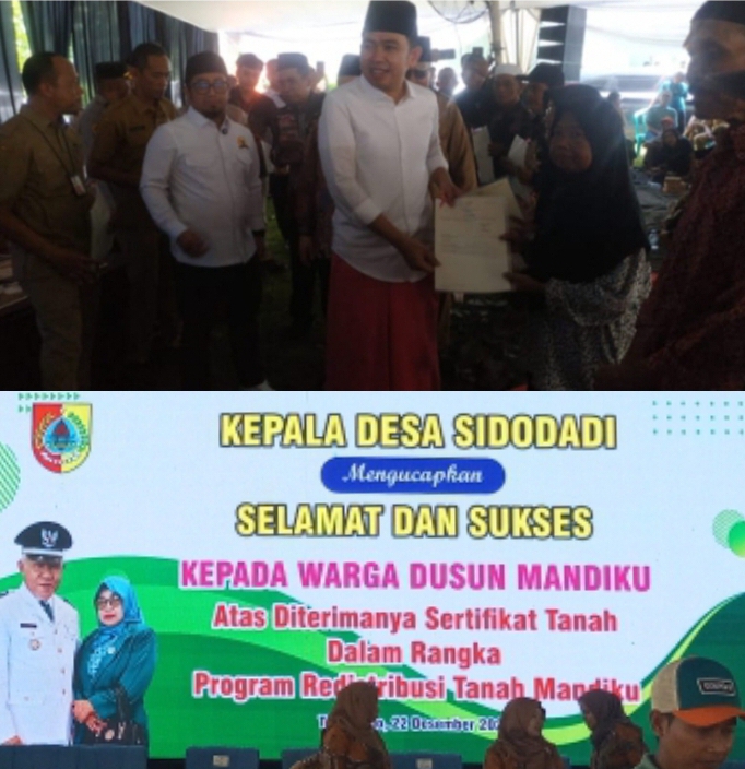 Dusun Mandiku Tersenyum Bupati Jember Serahkan Sertifikat Redistribusi Tanah Obyek Reforma Agraria Tahun 2025 di Desa Sidodadi