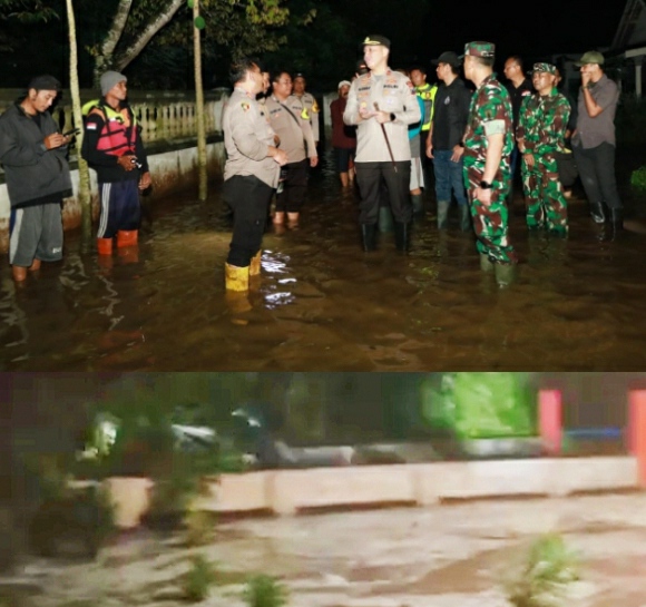 Kapolres Jember Bersama Dandim 0824 Turun Langsung Cek Lokasi Banjir Di Beberapa titik Akibat Luapan Air Sungai Bedadung