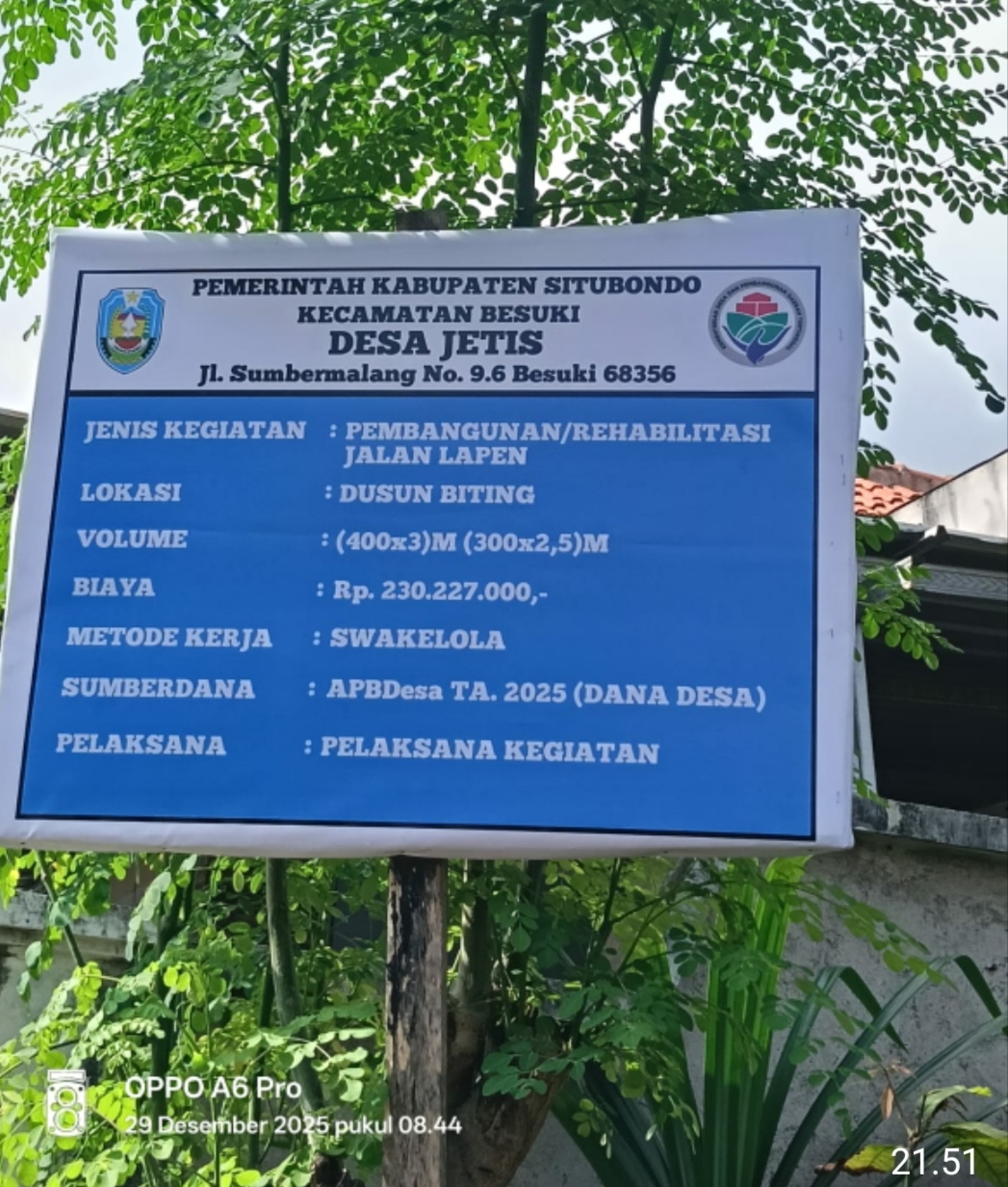 Diduga Tak Sesuai Standar, Proyek Jalan Lapen di Dusun Biting Desa Jetis Jadi Sorotan Warga.