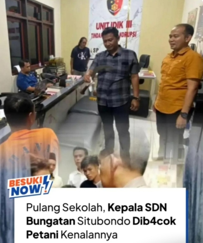 DIDUGA CEMBURU, Petani di Situbondo Nekat Bacok Kepala Sekolah di Pinggir Jalan. +++++