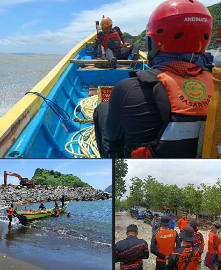 Operasi Pencarian Hari Pertama Korban Hilang di Pantai Canga’an Desa Sumberjo Kecamatan Ambulu Kabupaten Jember