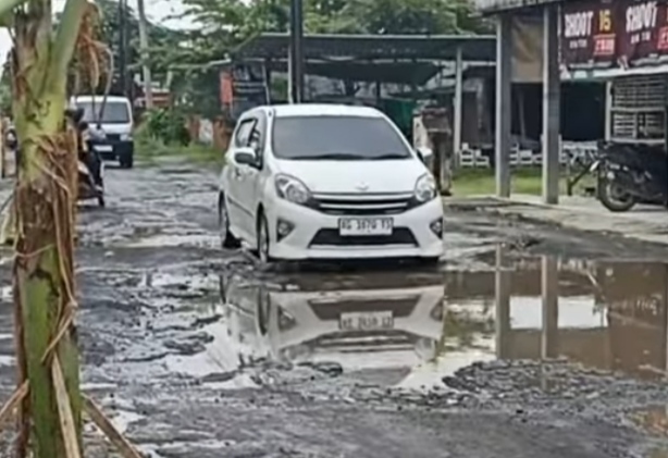 Aksi Protes Jalan Rusak, Warga Tulungagung Tanam Pohon Pisang di Ruas Jalan Berlubang