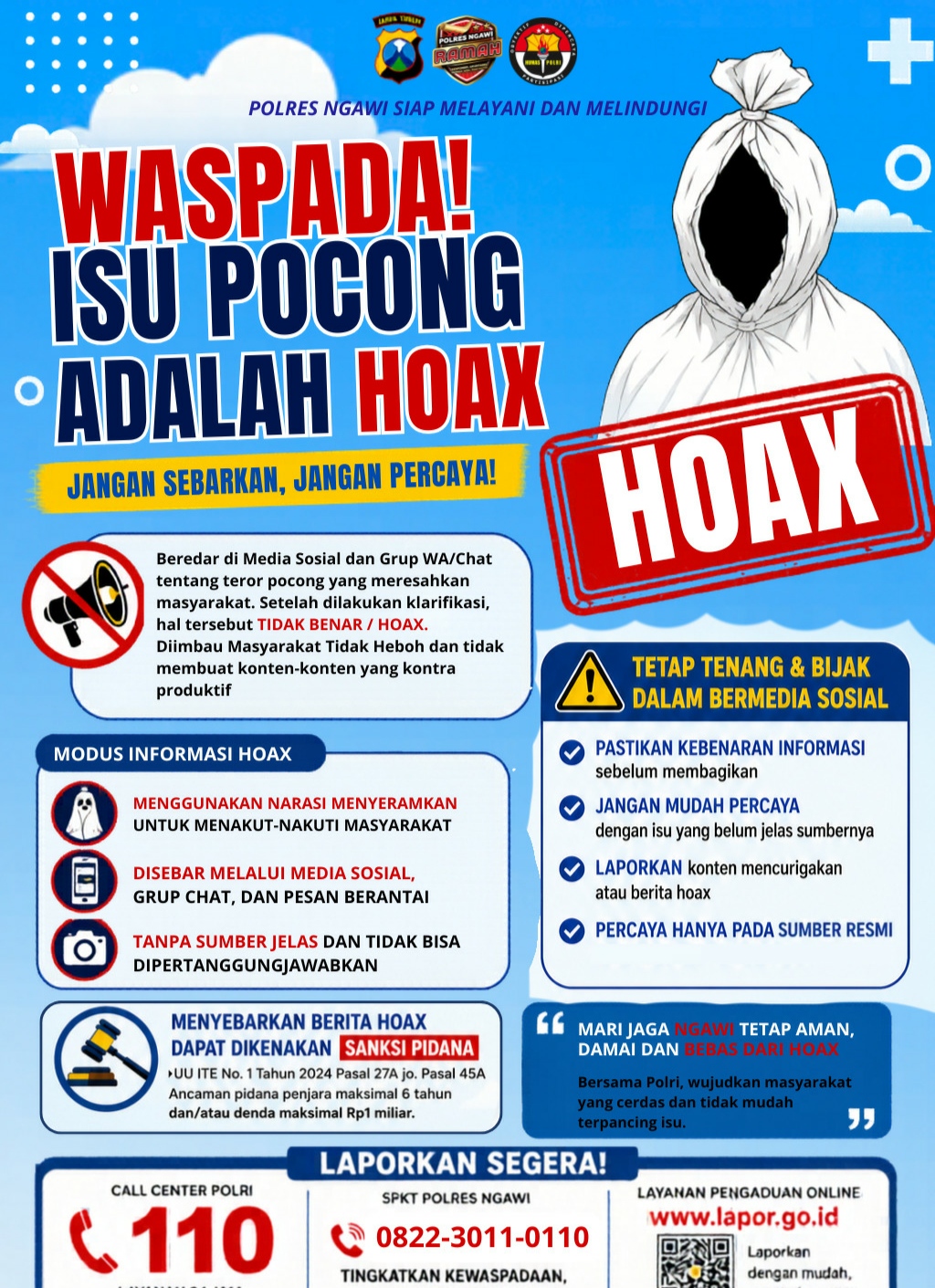 Polres Ngawi Pastikan Teror Pocong Jadi – jadian Tidak Benar