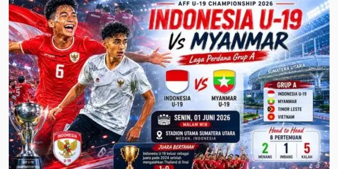Timnas Garuda Muda Indonesia U-19 VS Myanmar Akan Berlaga Malam ini Pukul 19.30 WIB